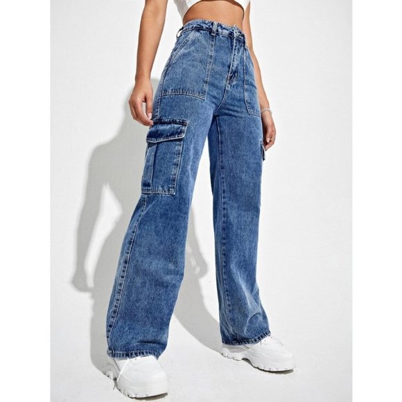 River High Waisted Flap Pocket Cargo Jeans - Picture 5 of 8